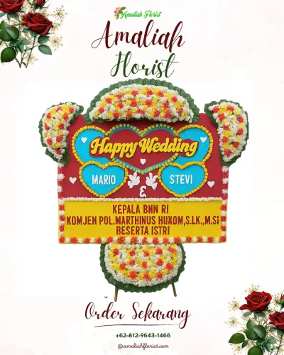 Karangan Papan Bunga Pernikahan di Mambal